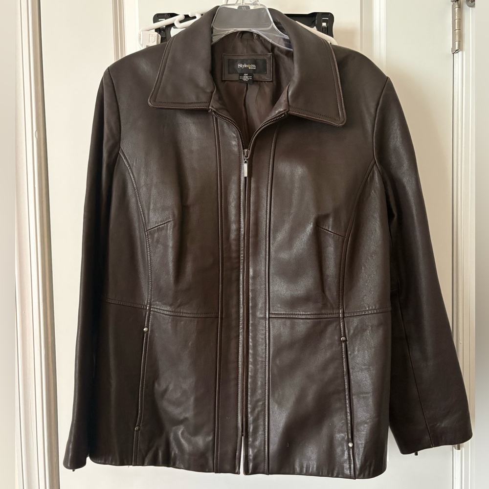 Style & Co. Brown Leather Jacket